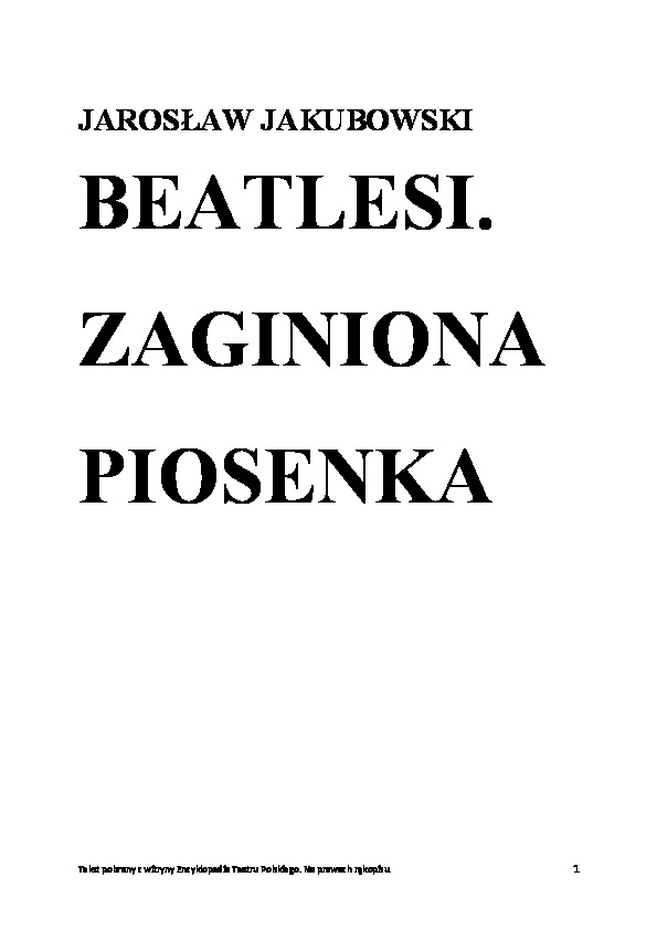 Beatlesi. Zaginiona piosenka